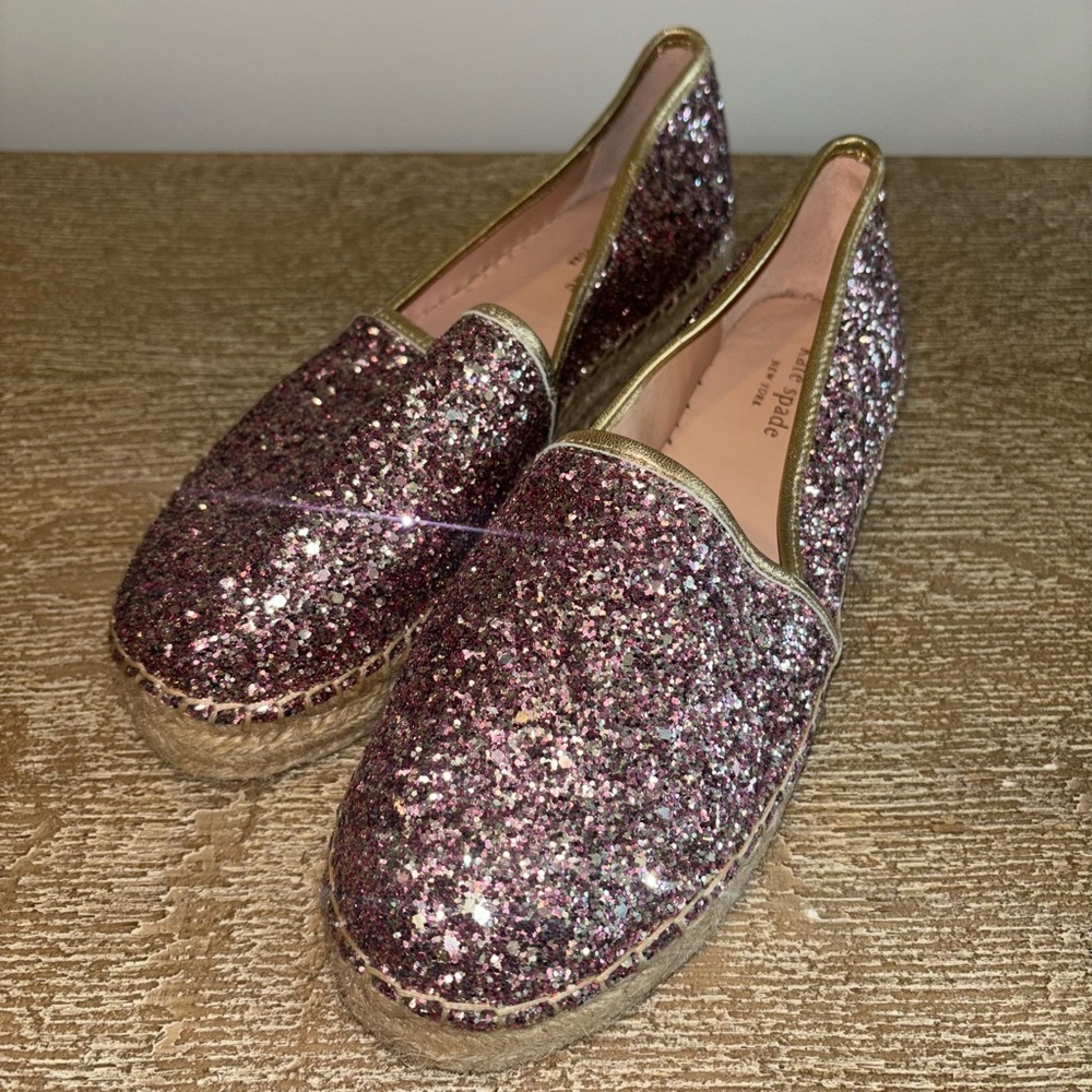 kate spade Pink Espadrilles with Glitter Slip-On Style